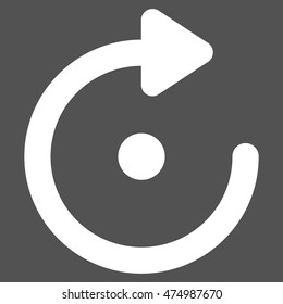 Rotation vector icon. Style is contour flat icon symbol, white color, gray background.