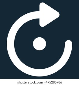 Rotation vector icon. Style is contour flat icon symbol, white color, dark blue background.