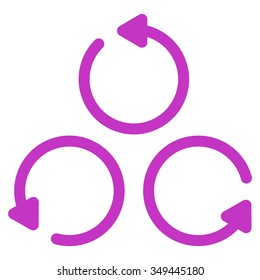 Rotation vector icon. Style is flat symbol, violet color, rounded angles, white background.