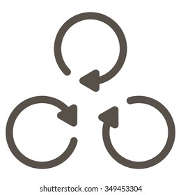 Rotation vector icon. Style is flat symbol, grey color, rounded angles, white background.