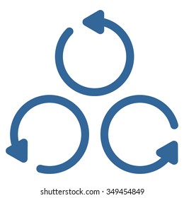 Rotation vector icon. Style is flat symbol, cobalt color, rounded angles, white background.