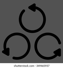 Rotation vector icon. Style is flat symbol, black color, rounded angles, gray background.