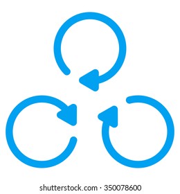 Rotation vector icon. Style is flat symbol, blue color, rounded angles, white background.