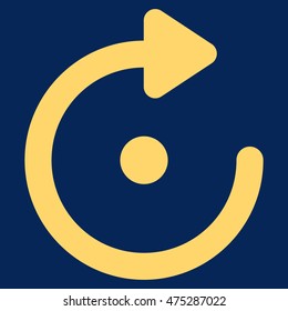 Rotation vector icon. Style is outline flat icon symbol, yellow color, blue background.
