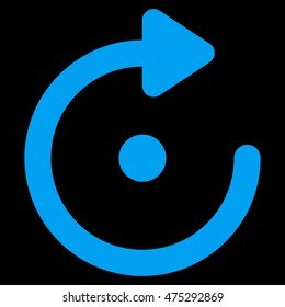 Rotation vector icon. Style is outline flat icon symbol, blue color, black background.