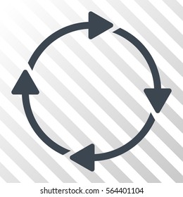 Rotation vector pictogram. Illustration style is flat iconic smooth blue symbol on a hatch transparent background.