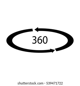 Rotation in the virtual reality icon in black style isolated on white background. Virtual reality symbol stock vector illustration.