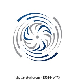 Rotation Of Water Wind Turbine Logo Design Vector Illustrations. Circle Spinning Turbulence Turbine Symbol.