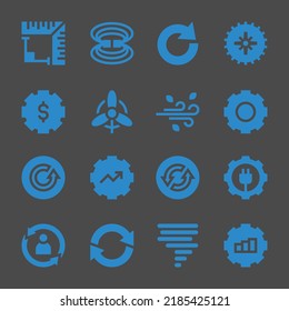 iconos web de rotación. Campo angular y magnético, símbolo de engranaje y engranaje, signos vectoriales