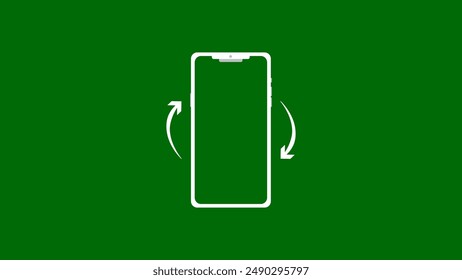 Gira Tu Smartphone. Girar la pantalla del dispositivo, animación aislada en fondo verde.