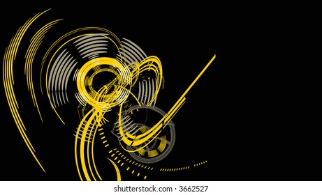 Rotatory system. yellow-black  abstract background . vector