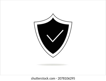 rotection shield with check mark line icon