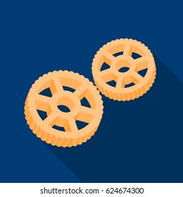 Rotelle pasta icon in flate style isolated on white background. Types of pasta symbol stock vector illustration.