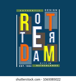 roterdam typography tee shirt design graphic new artistic art,vector illustration modern vintage element