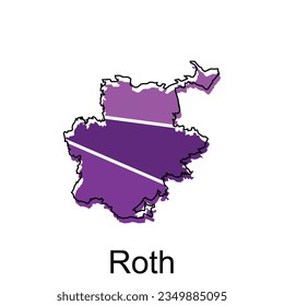 Roth City Map Illustration Design, World Map International Vektorvorlage bunt mit Umrissgrafik