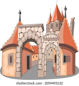 Rothenburg ob der Tauber. Ancient famous stone Roeder gate.