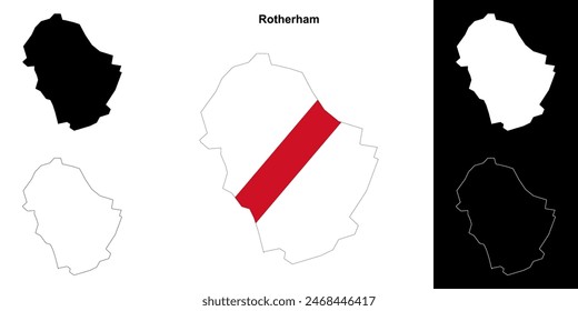 Rotherham blank outline map set