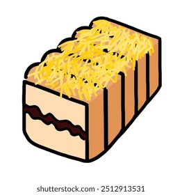 Roti bakar Bandung toasted bread with fill chocolate cheese flavour Indonesian snack stree food. Icon logo vector illustration.