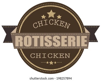 Rotisserie Chicken Stamp With On Vector Illustration