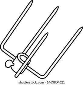 Rotisserie meat fork. Vector outline icon isolated on white background.
