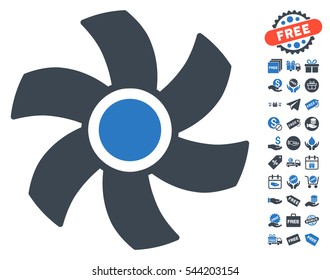 Rotor icon with free bonus pictures. Vector illustration style is flat iconic symbols, smooth blue colors, white background.