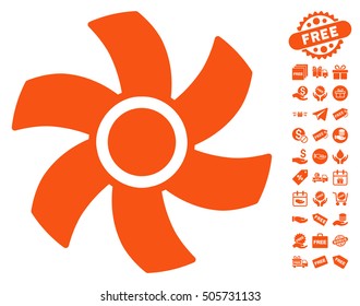 Rotor pictograph with free bonus pictograph collection. Vector illustration style is flat iconic symbols, orange color, white background.