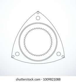 Rotor of rotary Wankel engine. Vector illustration