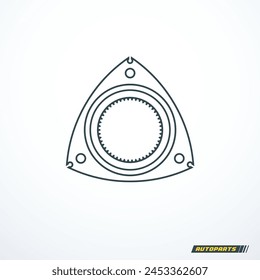 Rotor of rotary Wankel engine. Vector illustration