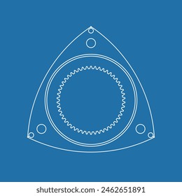 Rotor of rotary Wankel engine. Vector illustration