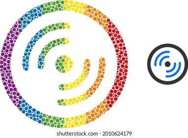 Rotor rotation collage icon of spheric blots in variable sizes and rainbow bright shades. A dotted LGBT-colored rotor rotation for lesbians, gays, bisexuals, and transgenders.