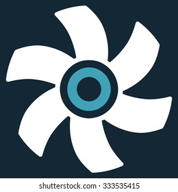 Rotor vector icon. Style is bicolor flat symbol, blue and white colors, rounded angles, dark blue background.
