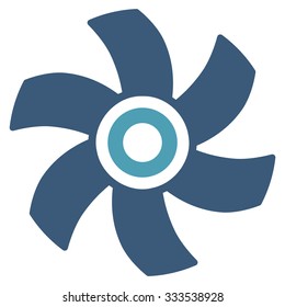 Rotor vector icon. Style is bicolor flat symbol, cyan and blue colors, rounded angles, white background.