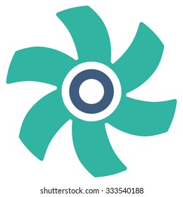 Rotor vector icon. Style is bicolor flat symbol, cobalt and cyan colors, rounded angles, white background.