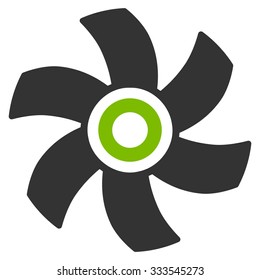 Rotor vector icon. Style is bicolor flat symbol, eco green and gray colors, rounded angles, white background.