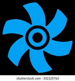 Rotor vector icon. Style is flat symbol, blue color, rounded angles, black background.