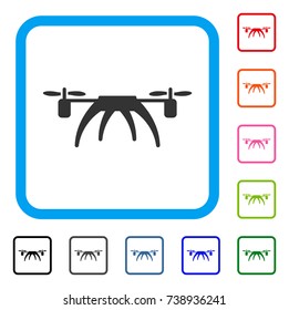 Rotorcraft icon. Flat grey iconic symbol in a light blue rounded frame. Black, gray, green, blue, red, orange color versions of Rotorcraft vector. Designed for web and software UI.