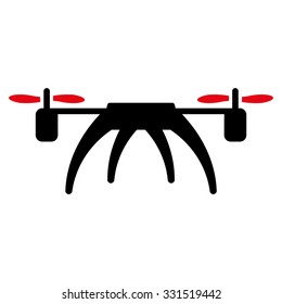 Rotorcraft vector icon. Style is bicolor flat symbol, intensive red and black colors, rounded angles, white background.