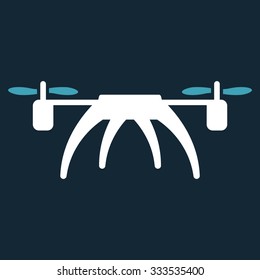 Rotorcraft vector icon. Style is bicolor flat symbol, blue and white colors, rounded angles, dark blue background.