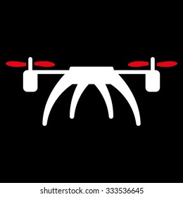 Rotorcraft vector icon. Style is bicolor flat symbol, red and white colors, rounded angles, black background.