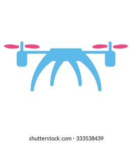 Rotorcraft vector icon. Style is bicolor flat symbol, pink and blue colors, rounded angles, white background.