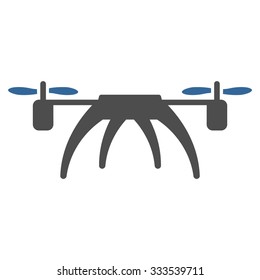 Rotorcraft vector icon. Style is bicolor flat symbol, cobalt and gray colors, rounded angles, white background.
