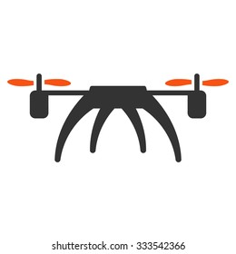 Rotorcraft vector icon. Style is bicolor flat symbol, orange and gray colors, rounded angles, white background.