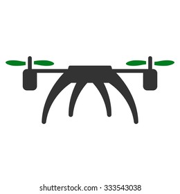 Rotorcraft vector icon. Style is bicolor flat symbol, green and gray colors, rounded angles, white background.