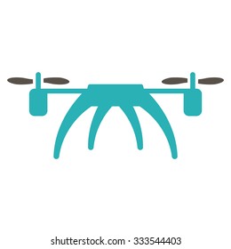 Rotorcraft vector icon. Style is bicolor flat symbol, grey and cyan colors, rounded angles, white background.