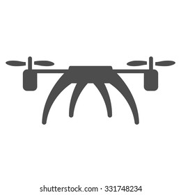 Rotorcraft vector icon. Style is flat symbol, gray color, rounded angles, white background.