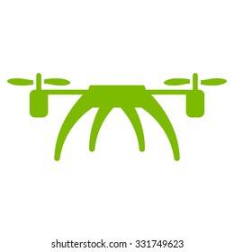 Rotorcraft vector icon. Style is flat symbol, eco green color, rounded angles, white background.