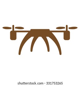 Rotorcraft vector icon. Style is flat symbol, brown color, rounded angles, white background.