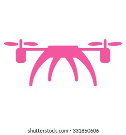 Rotorcraft vector icon. Style is flat symbol, pink color, rounded angles, white background.