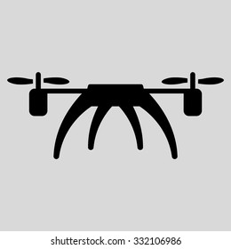 Rotorcraft vector icon. Style is flat symbol, black color, rounded angles, light gray background.