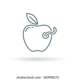 腐ったリンゴのアイコン リンゴのサインが悪い 虫のシンボルを持つ腐った果物 白い背景に細い線のアイコン ベクターイラスト のベクター画像素材 ロイヤリティフリー Shutterstock